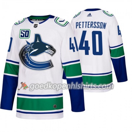Vancouver Canucks Elias Pettersson 40 50th Anniversary Adidas 2019-2020 Wit Authentic Shirt - Mannen